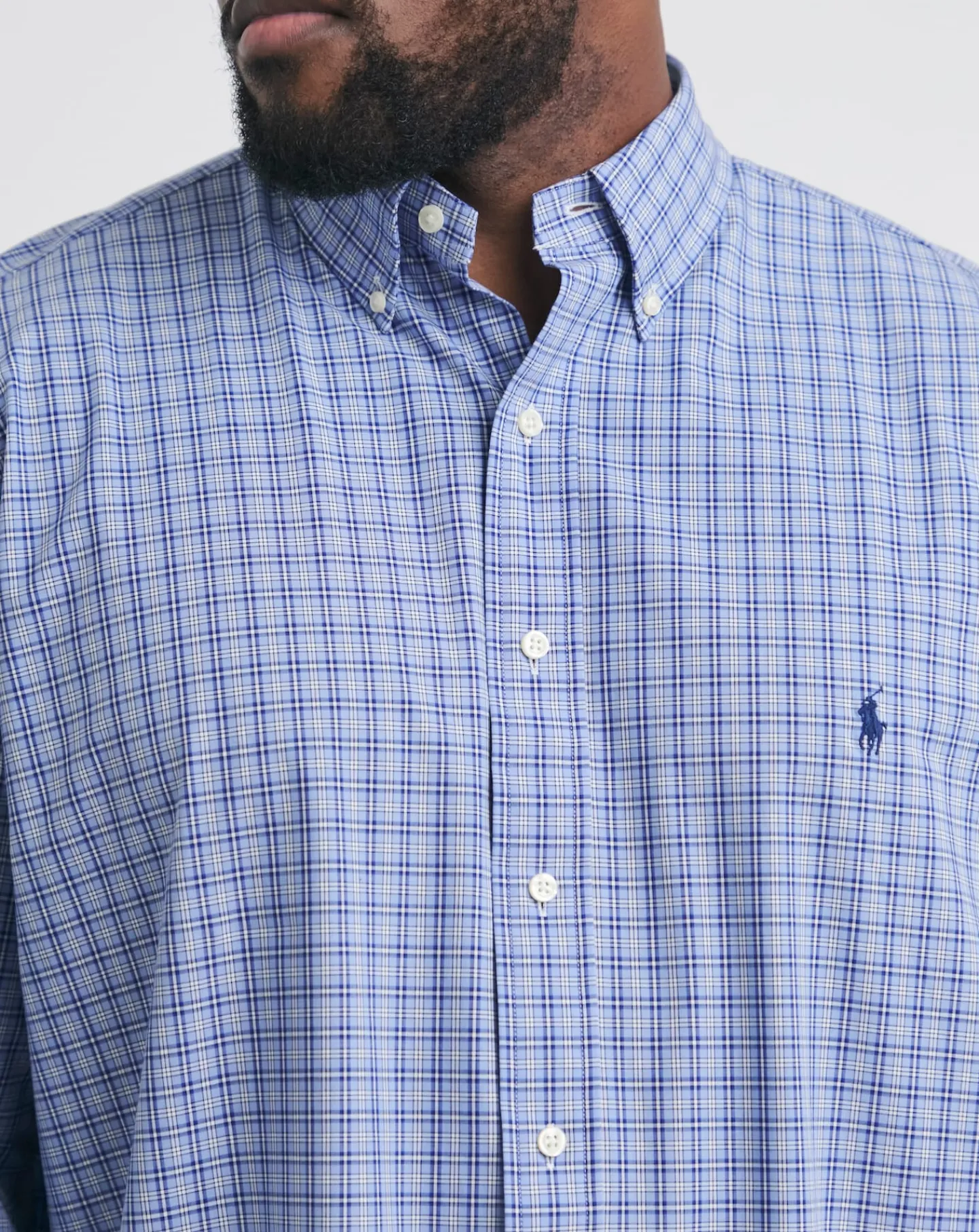 Polo Ralph Lauren Blue Check Stretch Poplin Shirt