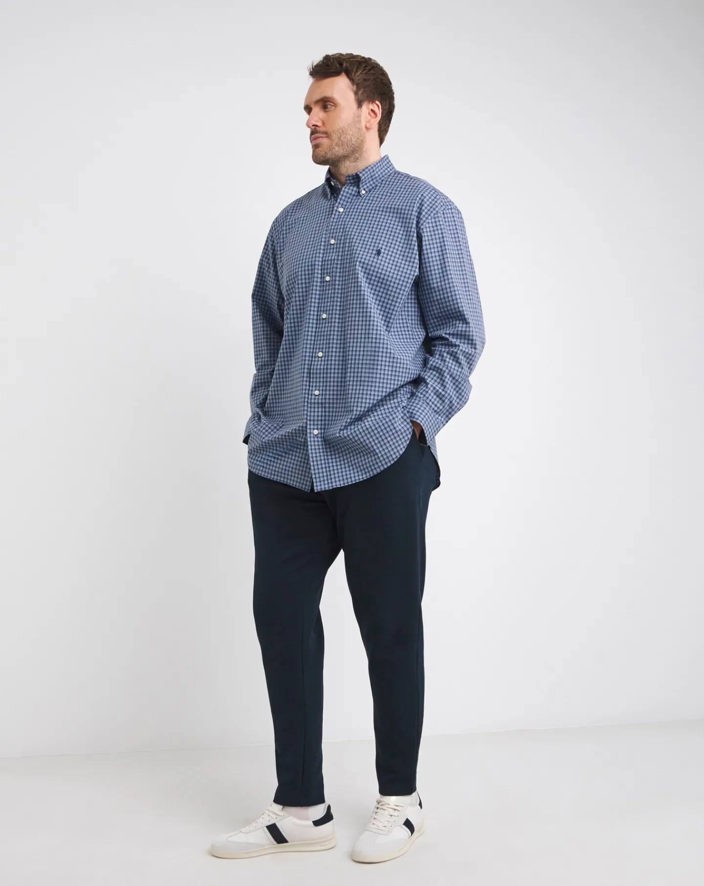 Polo Ralph Lauren Dark Blue Check Stretch Poplin Shirt