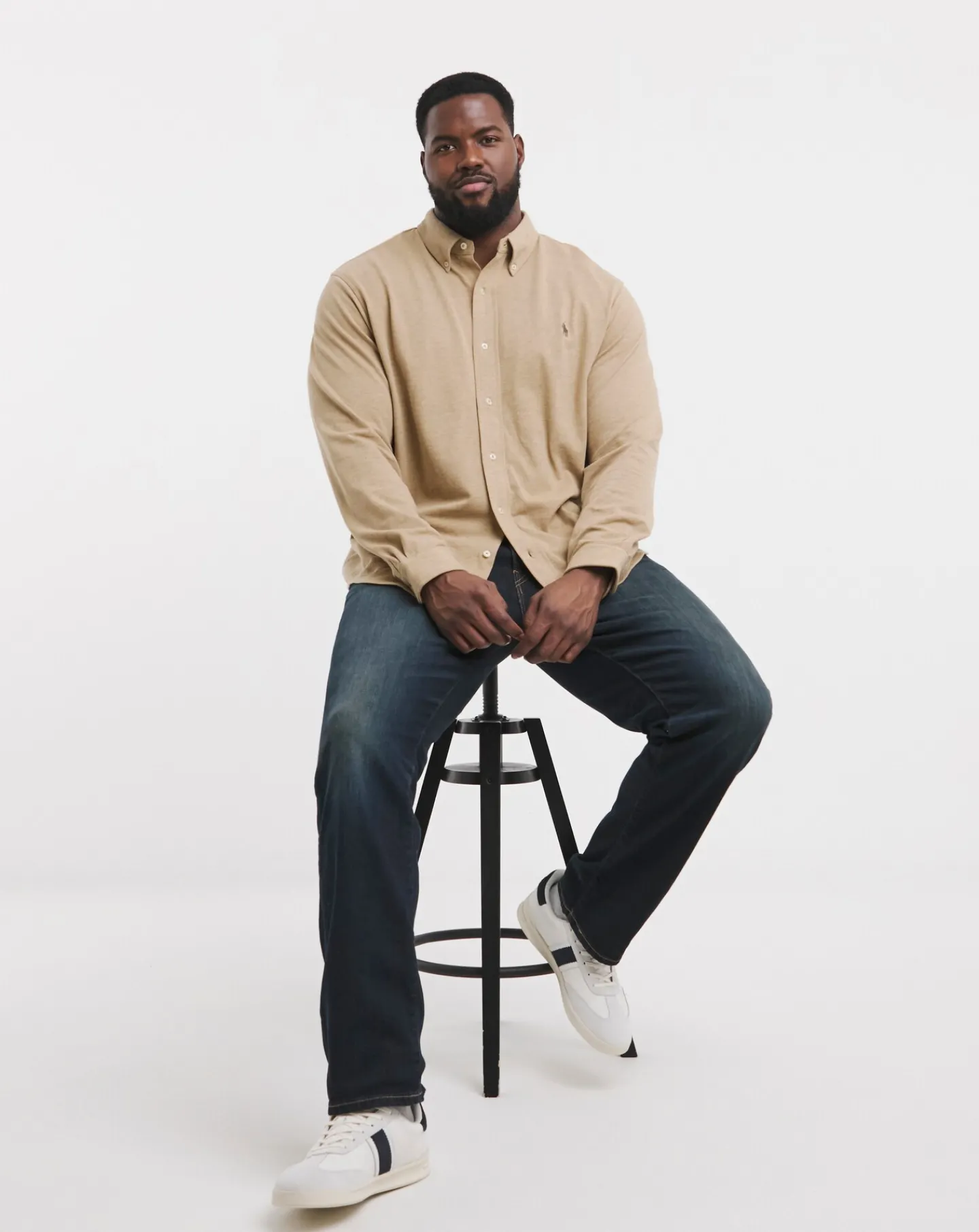 Polo Ralph Lauren Tan Long Sleeve Jersey Stretch Shirt