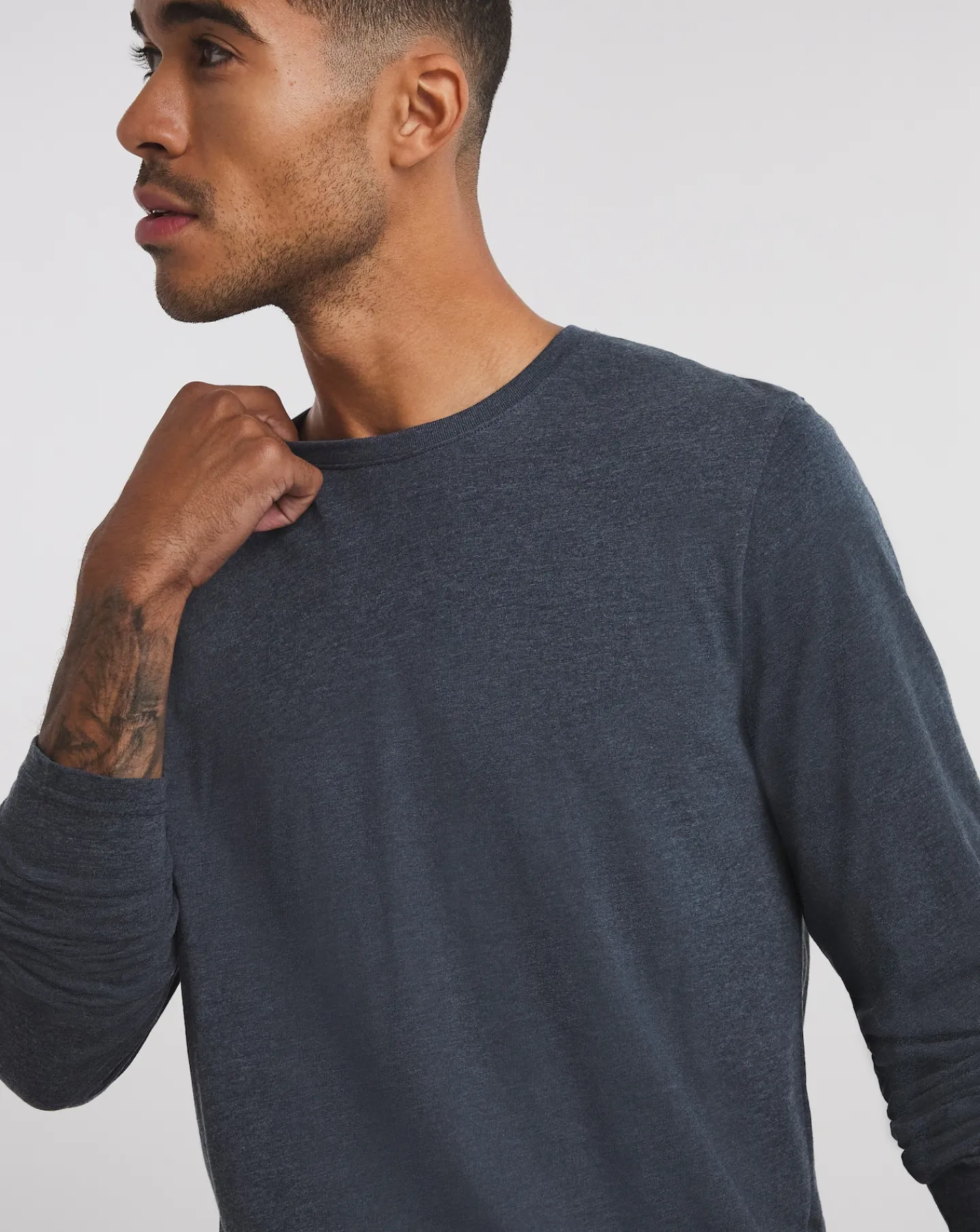 Jacamo Pure Cotton Long Sleeve Crew Neck TShirt