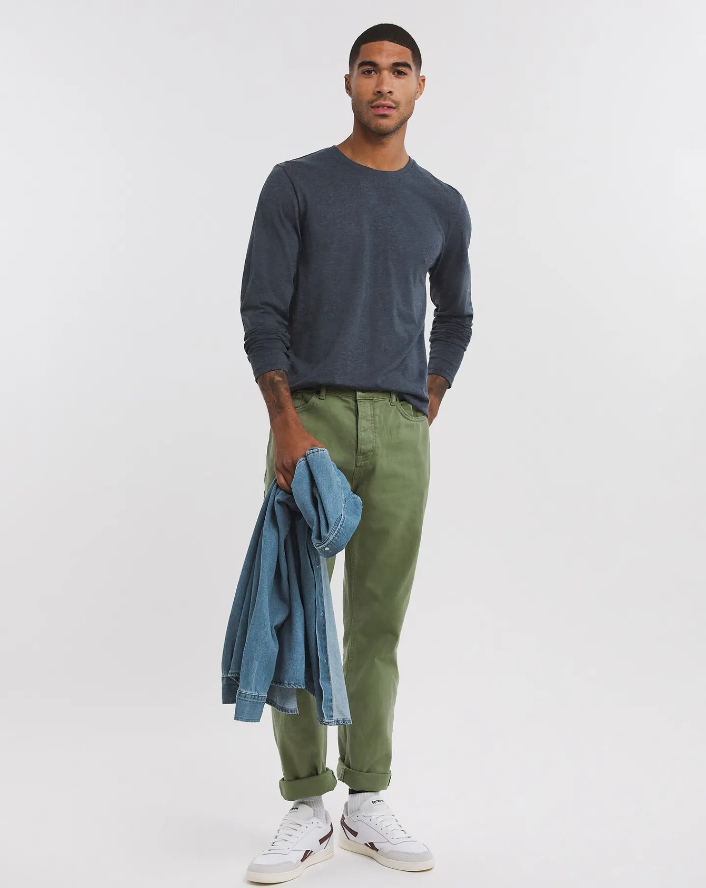 Jacamo Pure Cotton Long Sleeve Crew Neck TShirt