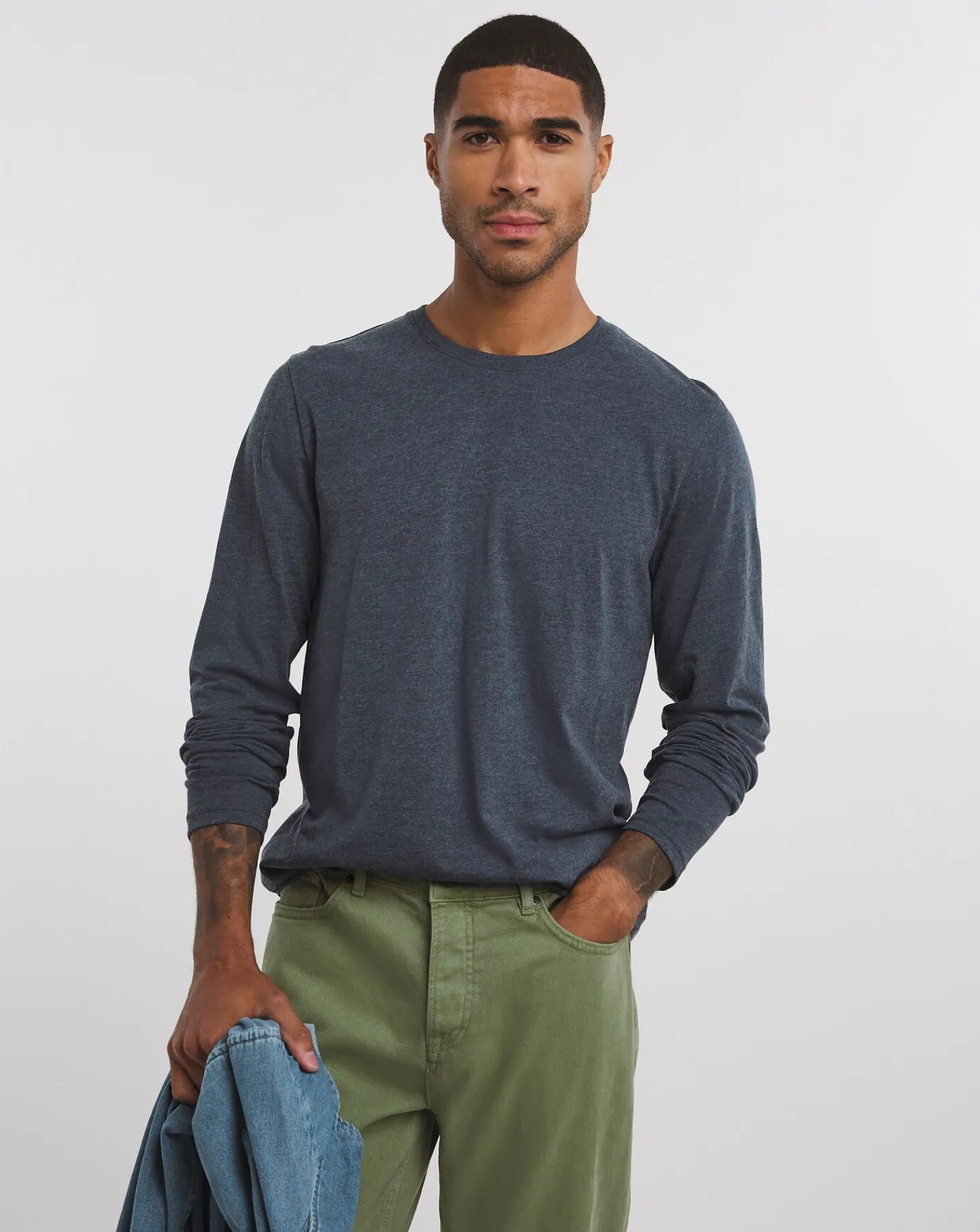 Jacamo Pure Cotton Long Sleeve Crew Neck TShirt