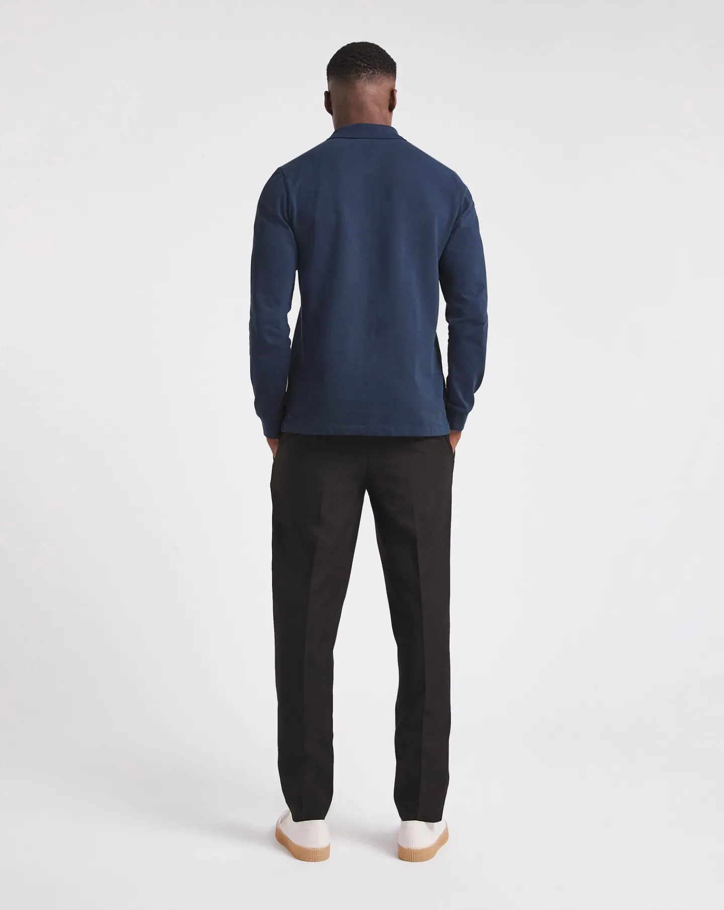 Jacamo Pure Cotton Long Sleeve Pique Polo Long