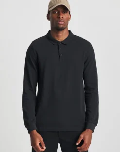 Jacamo Pure Cotton Long Sleeve Pique Polo Long