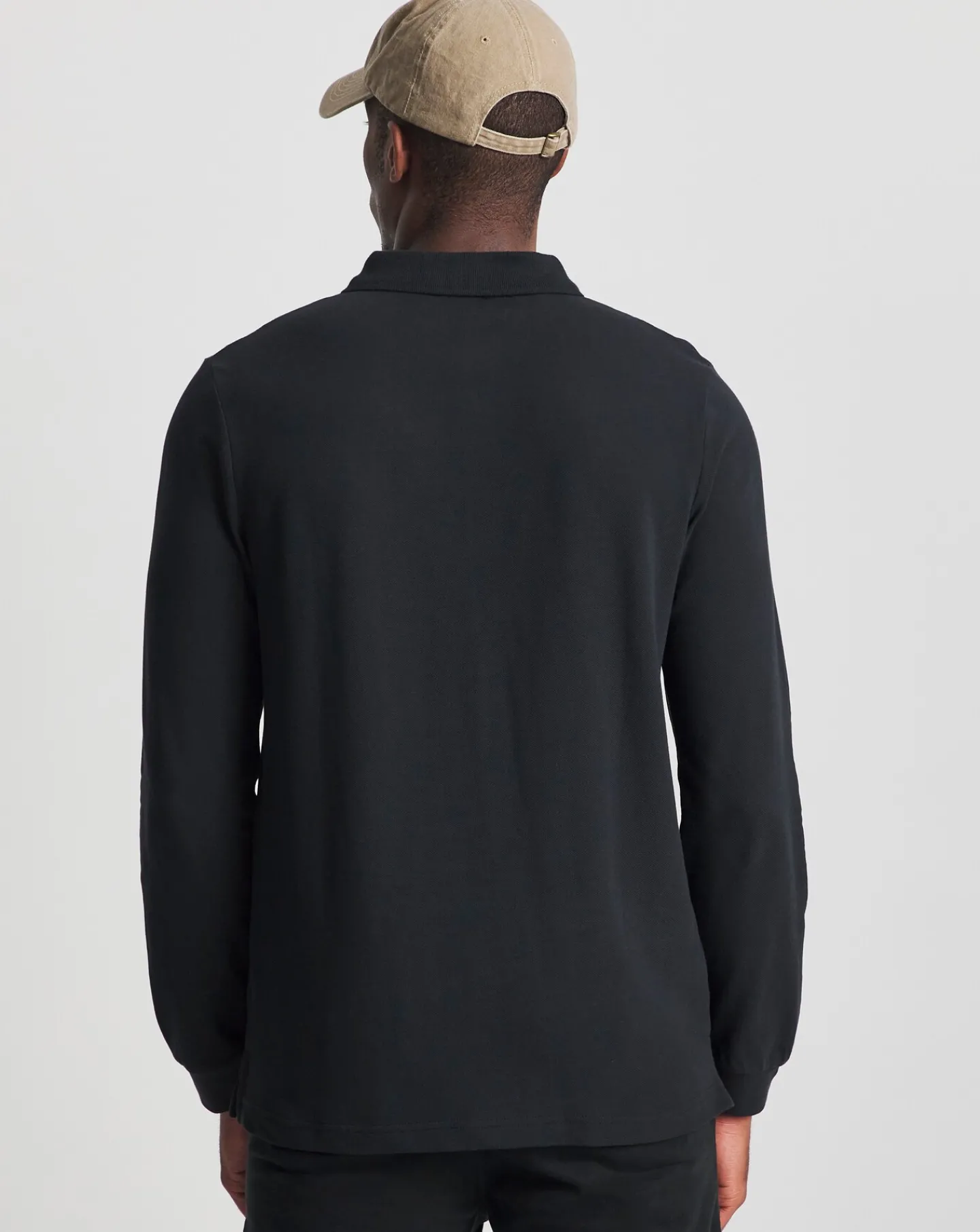 Jacamo Pure Cotton Long Sleeve Pique Polo Long