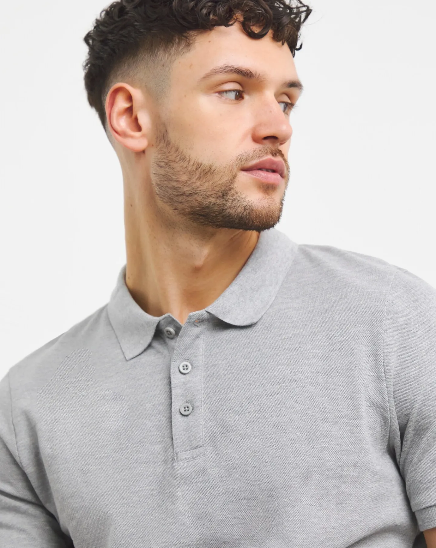 Jacamo Pure Cotton Marl Pique Polo Long