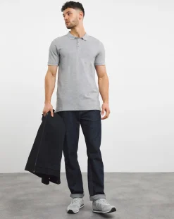 Jacamo Pure Cotton Marl Pique Polo Long