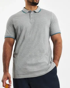 Jacamo Pure Cotton Pique Tipped Polo Long