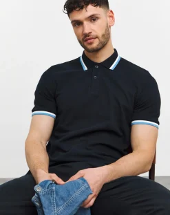 Jacamo Pure Cotton Tipped Pique Polo Long