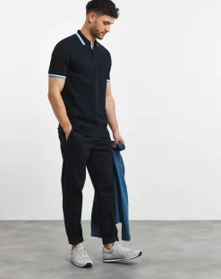 Jacamo Pure Cotton Tipped Pique Polo Long