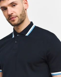 Jacamo Pure Cotton Tipped Pique Polo Long