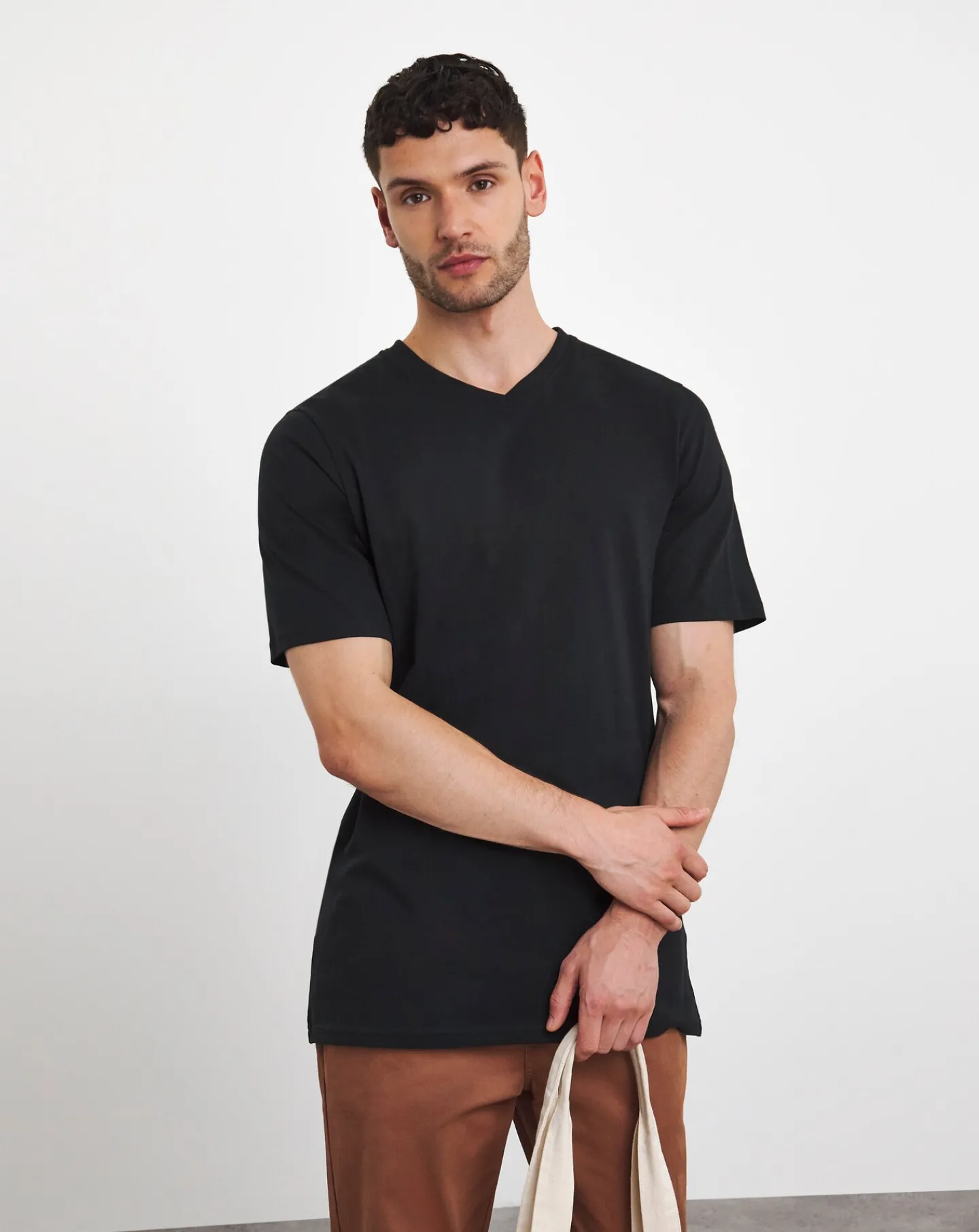 Jacamo Pure Cotton V Neck T-Shirt Extra Long