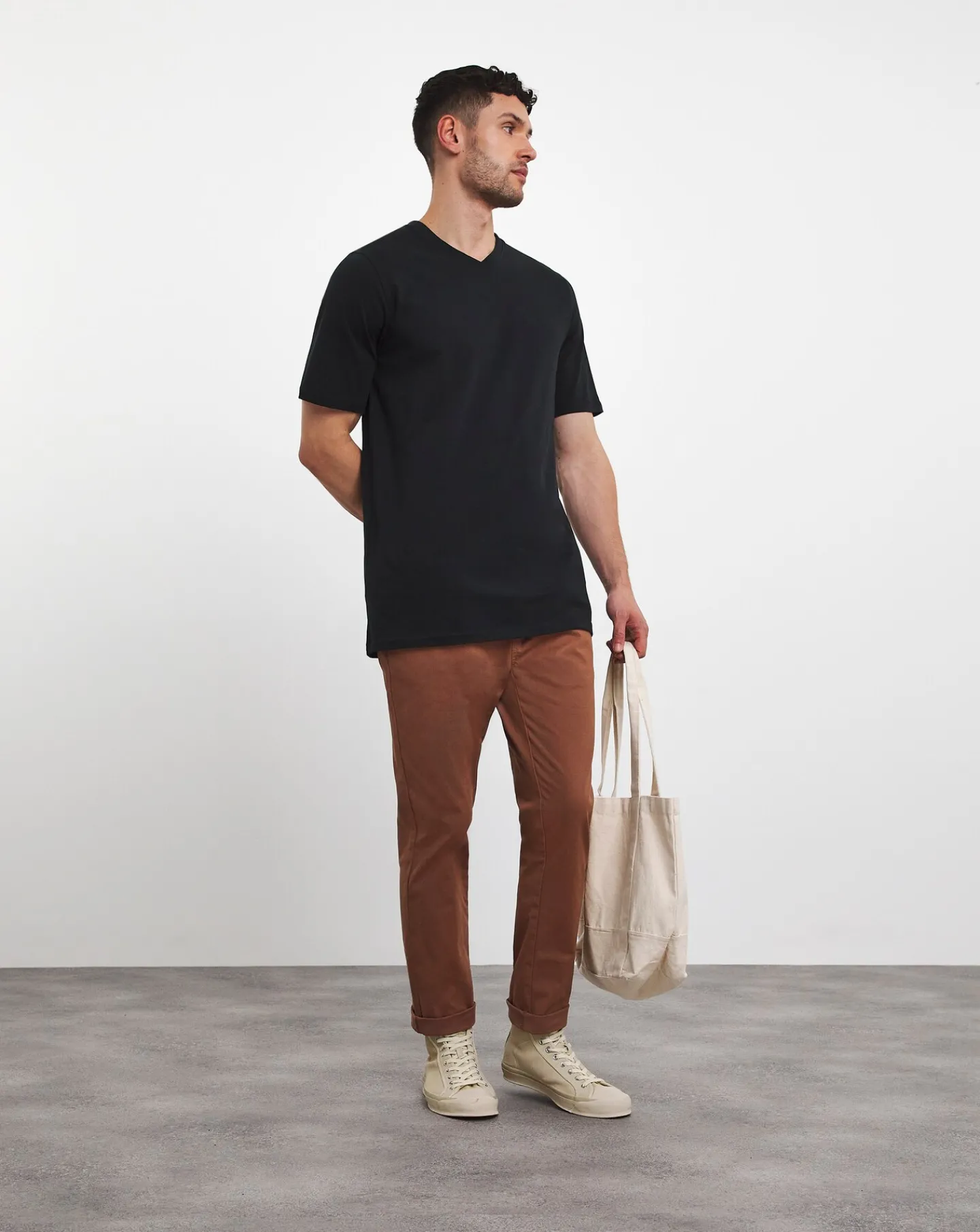 Jacamo Pure Cotton V Neck T-Shirt Extra Long