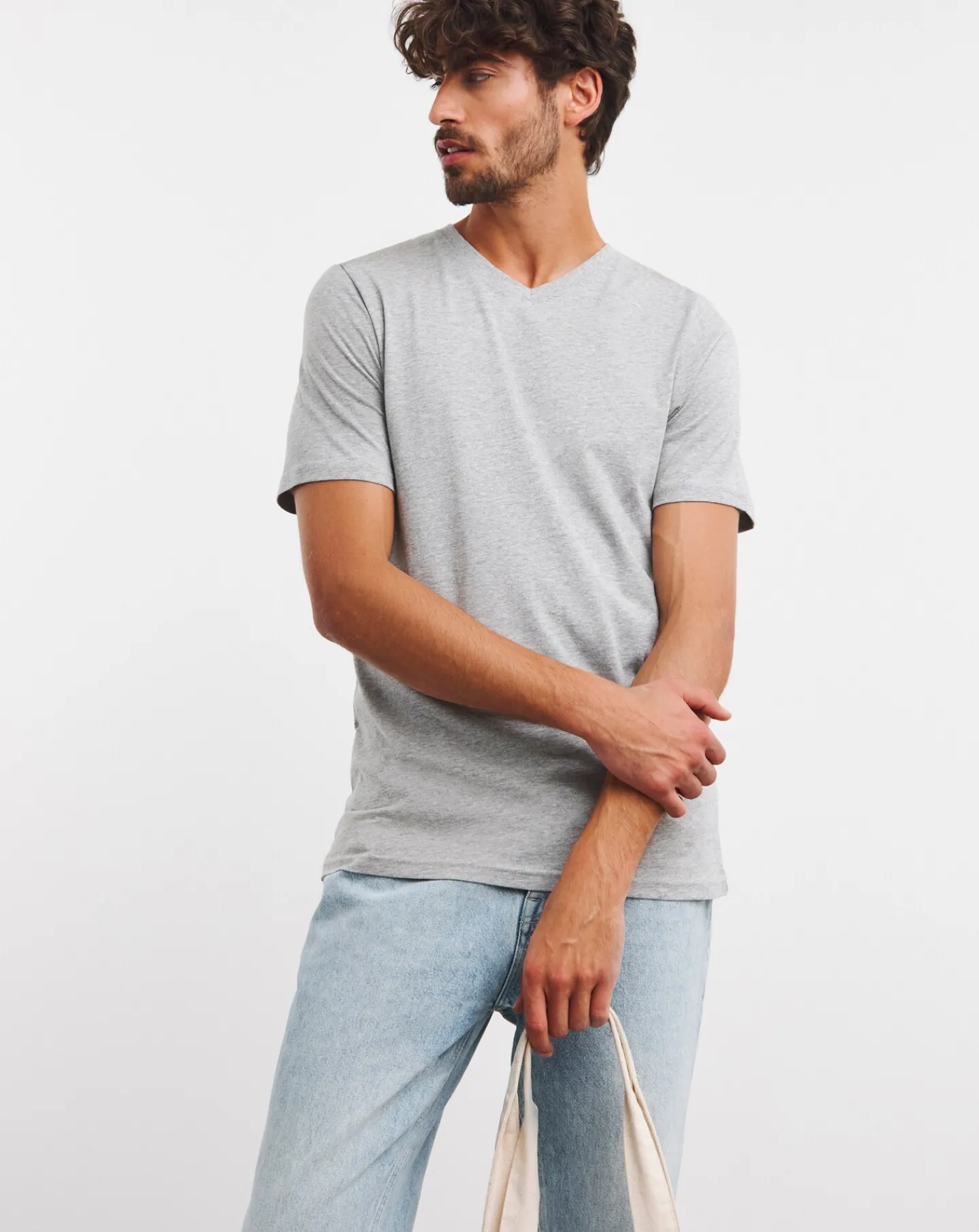 Jacamo Pure Cotton V-Neck T-Shirt Long