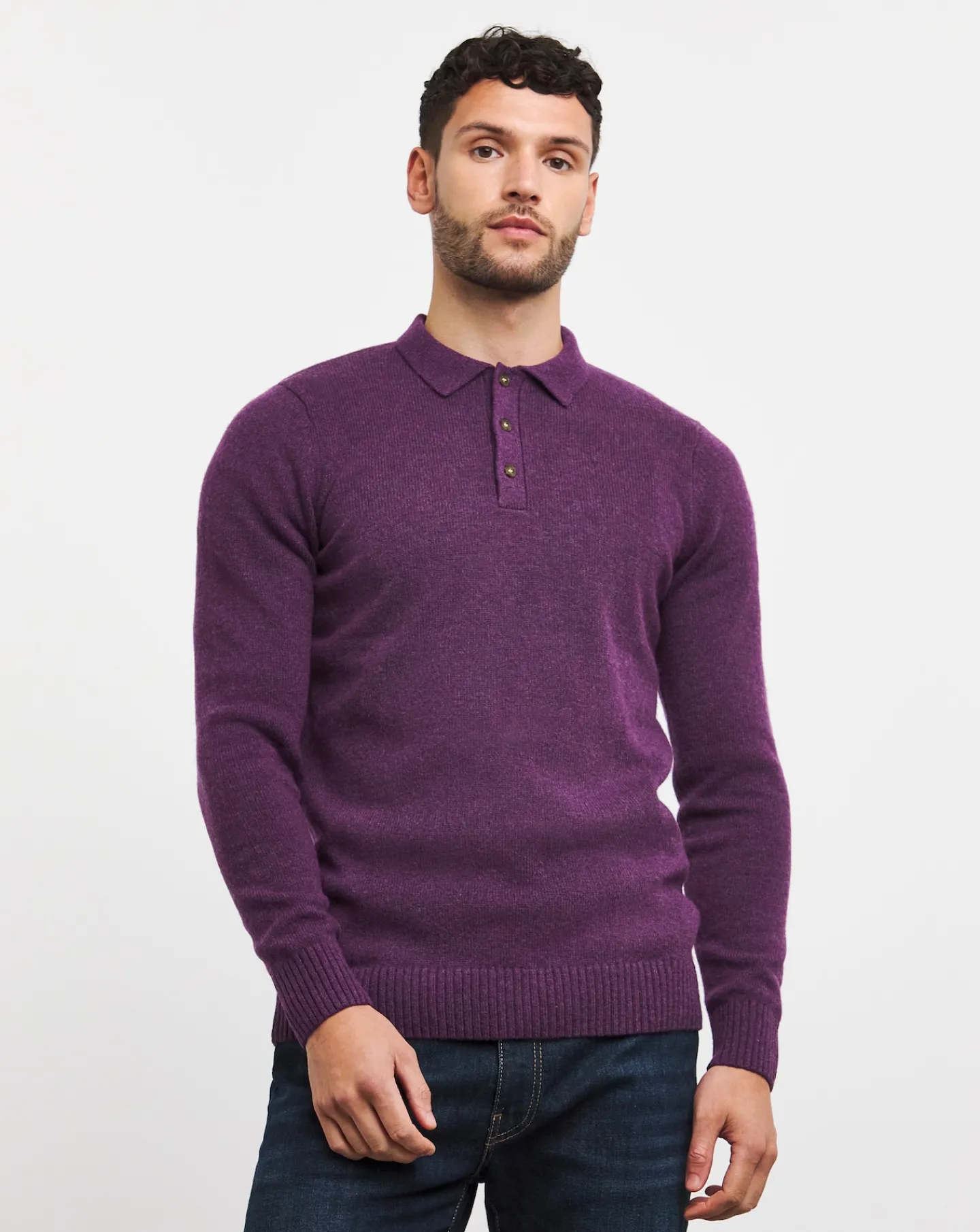 Jacamo Lambswool Long Sleeve Polo