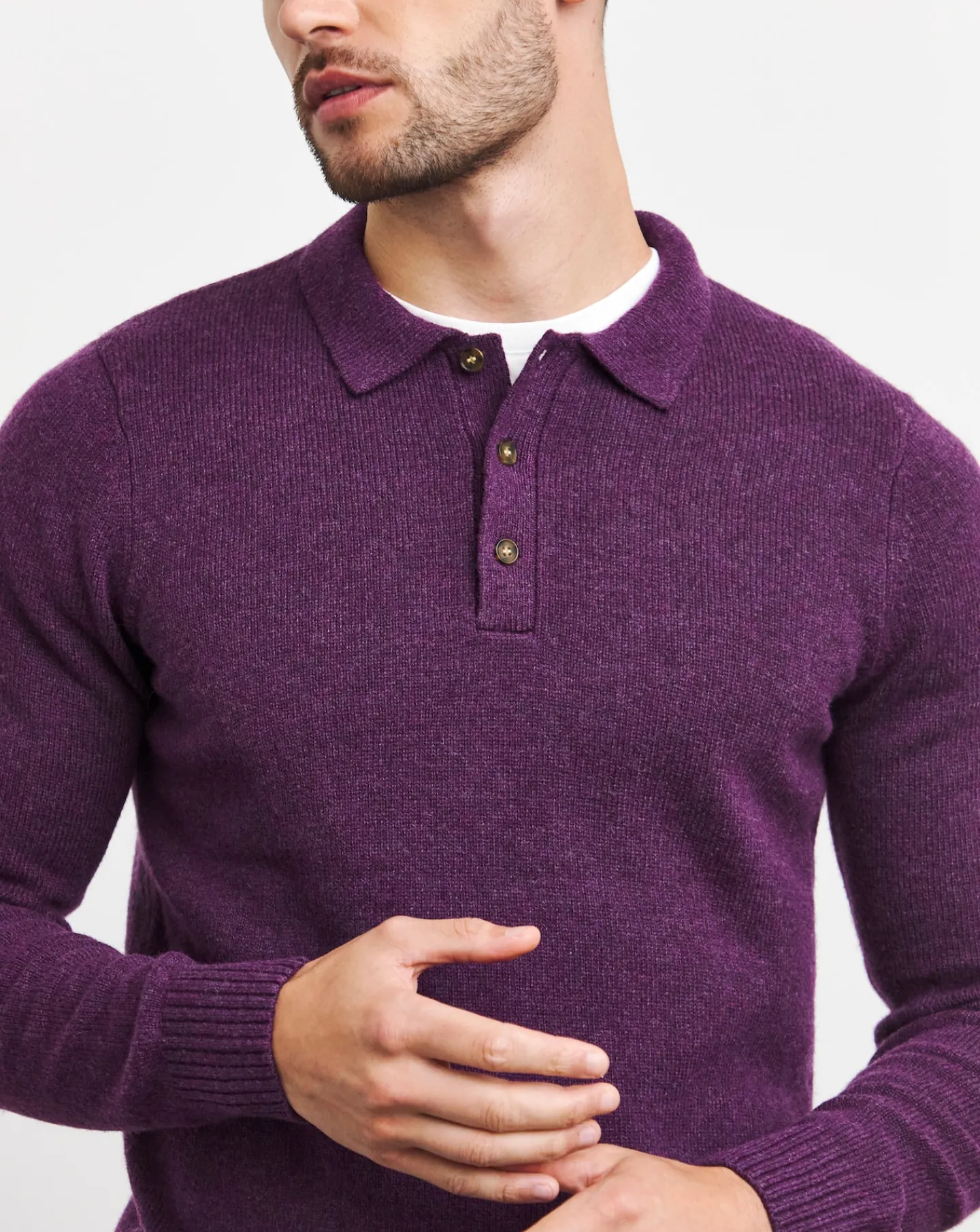 Jacamo Lambswool Long Sleeve Polo