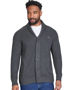 Raging Bull Button Up Shawl Cardigan Dark Grey Marl