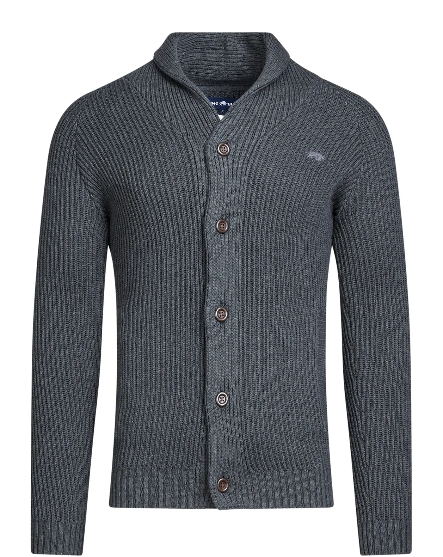 Raging Bull Button Up Shawl Cardigan Dark Grey Marl