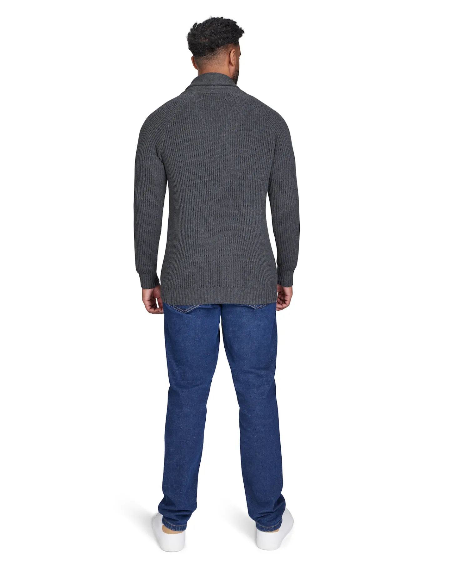 Raging Bull Button Up Shawl Cardigan Dark Grey Marl