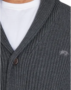 Raging Bull Button Up Shawl Cardigan Dark Grey Marl