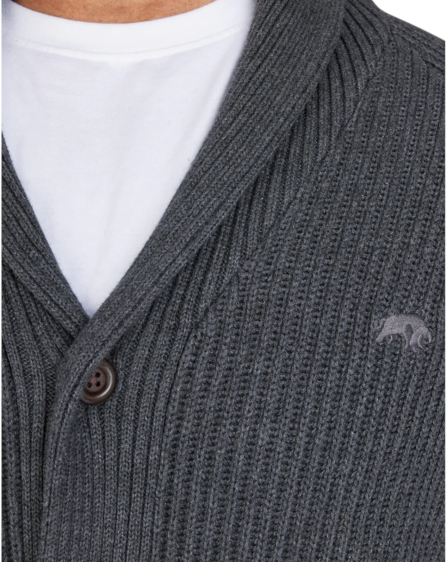Raging Bull Button Up Shawl Cardigan Dark Grey Marl