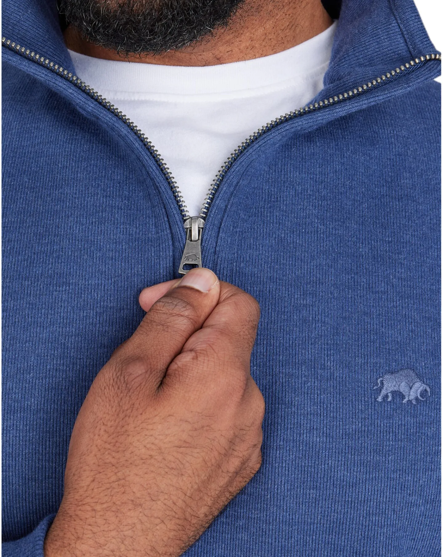 Raging Bull Classic French Rib Quarter Zip Sweat Denim Blue