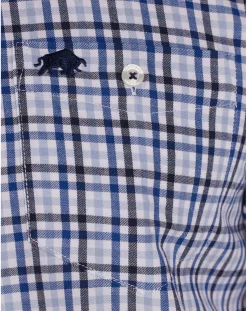 Raging Bull Long Sleeve Brushed Cotton Gingham Shirt Sky Blue