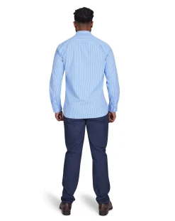 Raging Bull Long Sleeve Classic Stripe Shirt Mid Blue