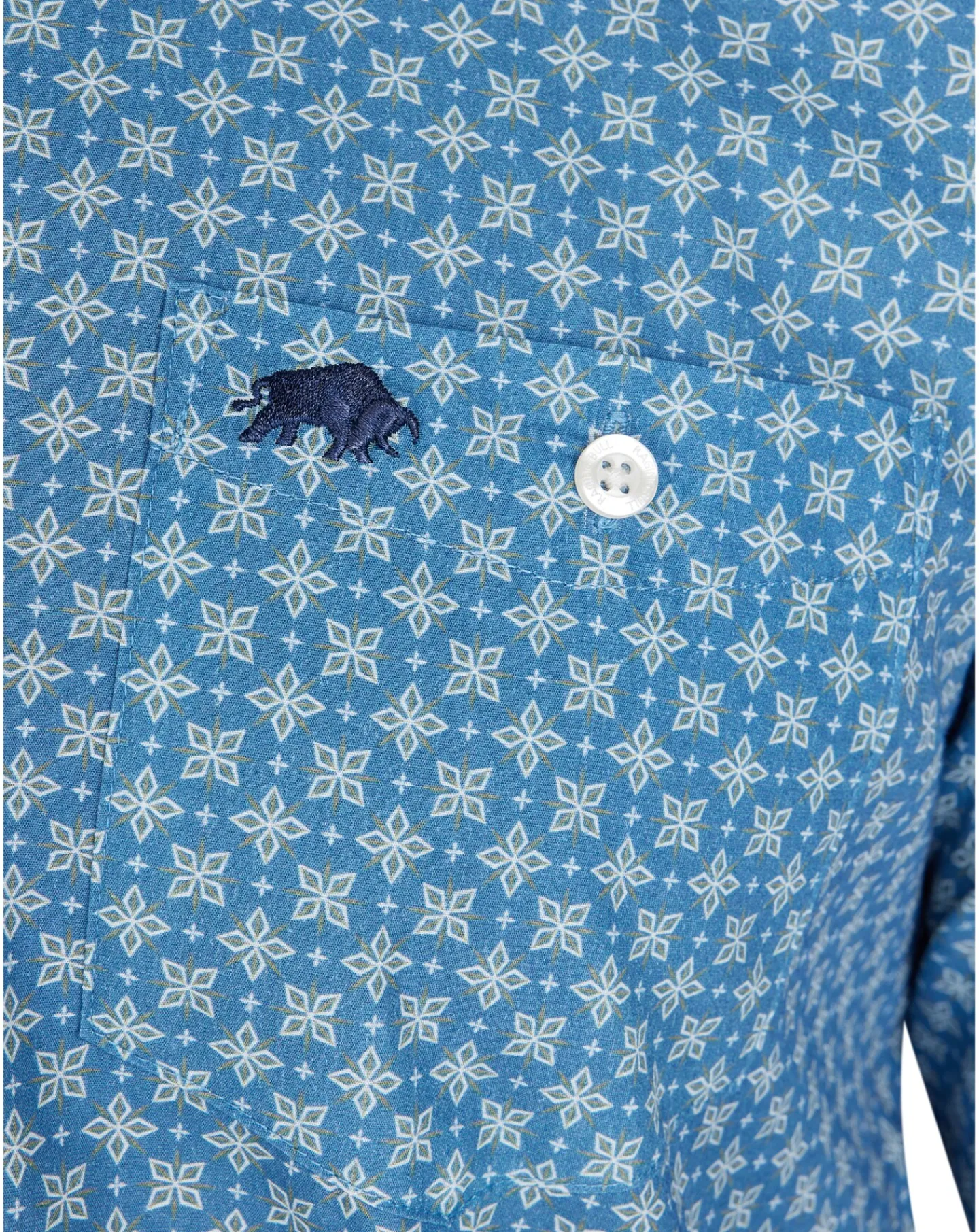 Raging Bull Long Sleeve Diamond Pattern Shirt Denim Blue