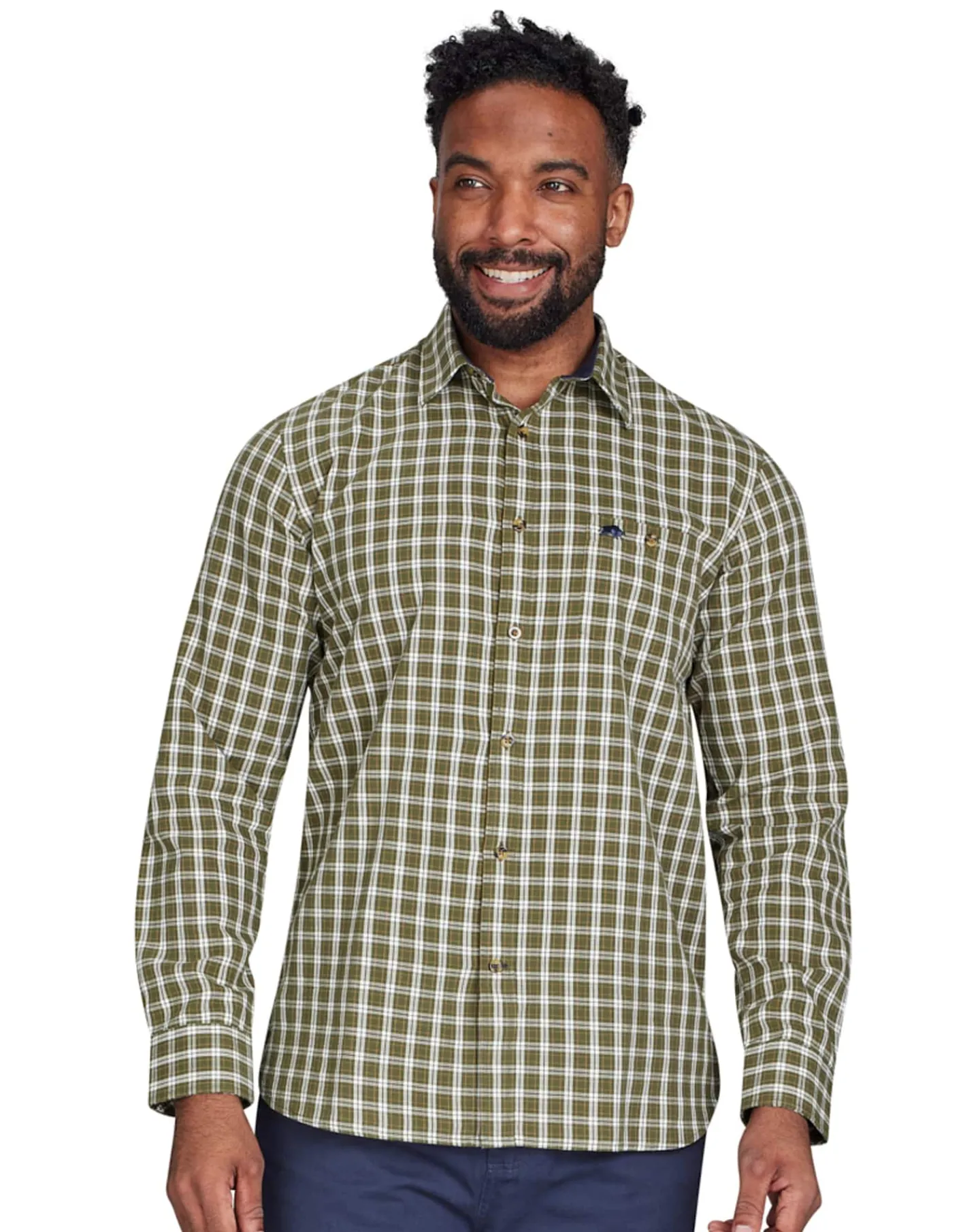 Raging Bull Long Sleeve Micro Check Brushed Cotton Shirt