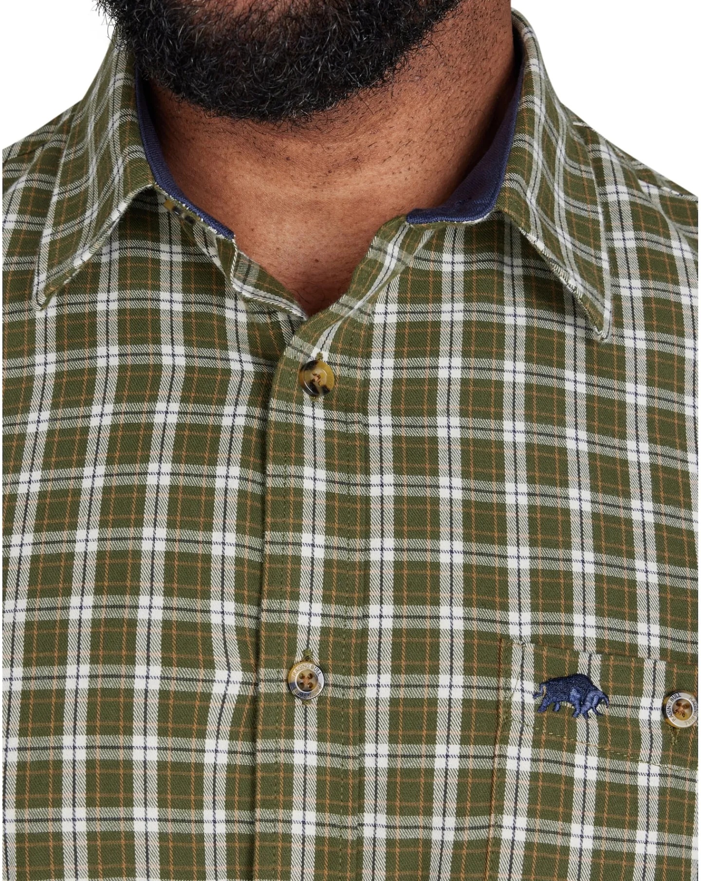 Raging Bull Long Sleeve Micro Check Brushed Cotton Shirt