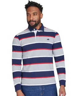 Raging Bull Long Sleeve Multi Stripe Rugby Grey Marl