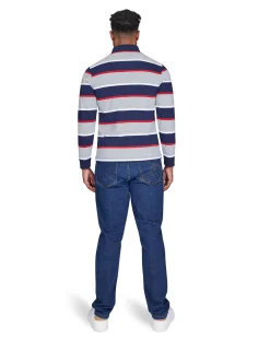 Raging Bull Long Sleeve Multi Stripe Rugby Grey Marl