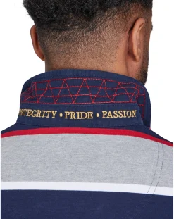 Raging Bull Long Sleeve Multi Stripe Rugby Grey Marl
