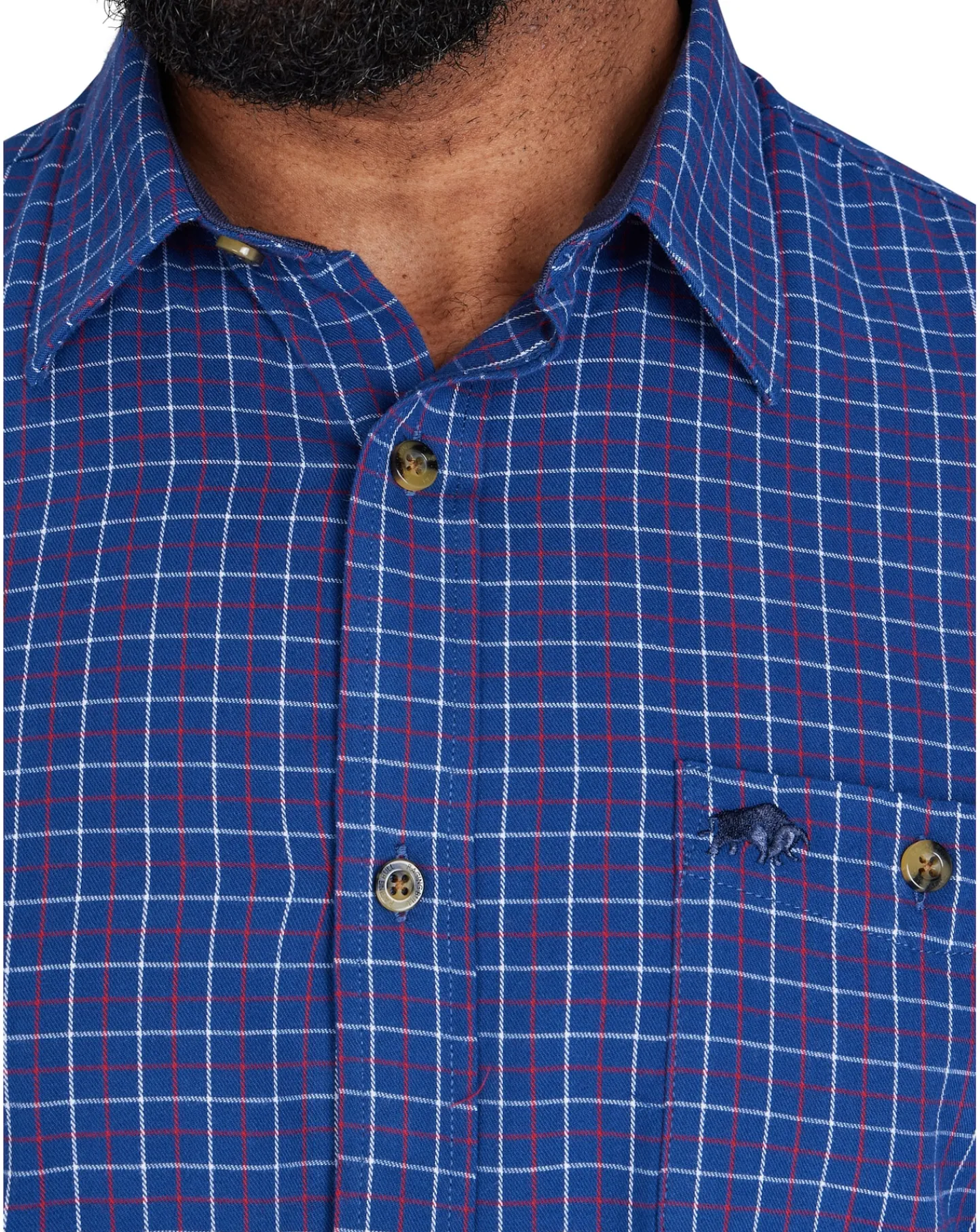 Raging Bull Long Sleeve Window Pane Brushed Cotton Shirt