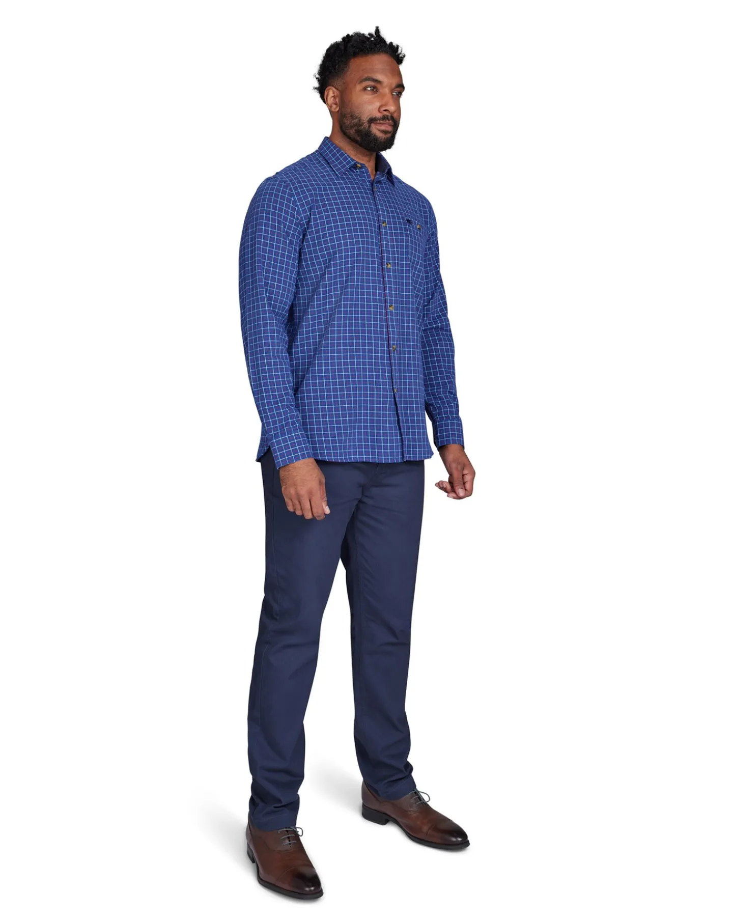 Raging Bull Long Sleeve Window Pane Brushed Cotton Shirt
