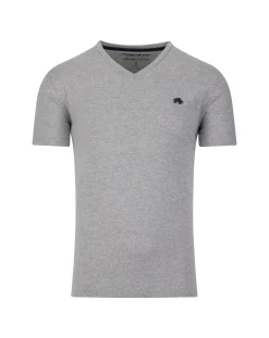 Raging Bull Organic V Neck Tee Grey Marl