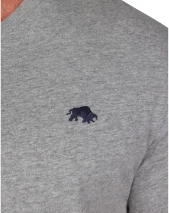 Raging Bull Organic V Neck Tee Grey Marl