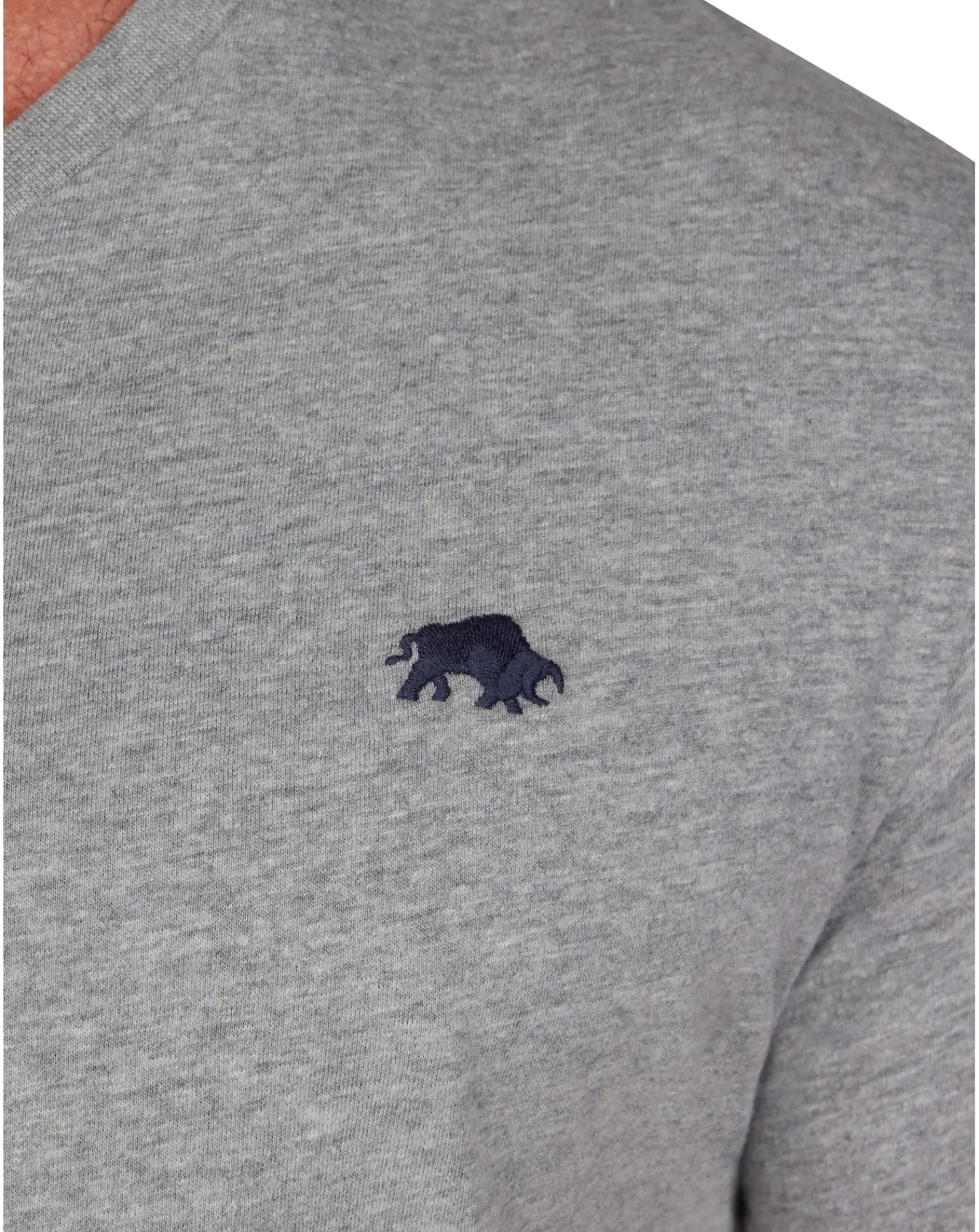 Raging Bull Organic V Neck Tee Grey Marl