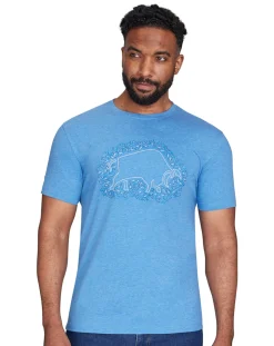 Raging Bull Scatter Stitch T-Shirt Denim Blue