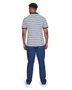 Raging Bull Tram Stripe Pique Polo Grey Marl