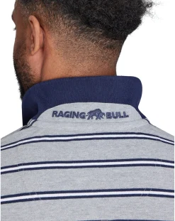 Raging Bull Tram Stripe Pique Polo Grey Marl
