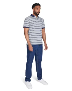 Raging Bull Tram Stripe Pique Polo Grey Marl