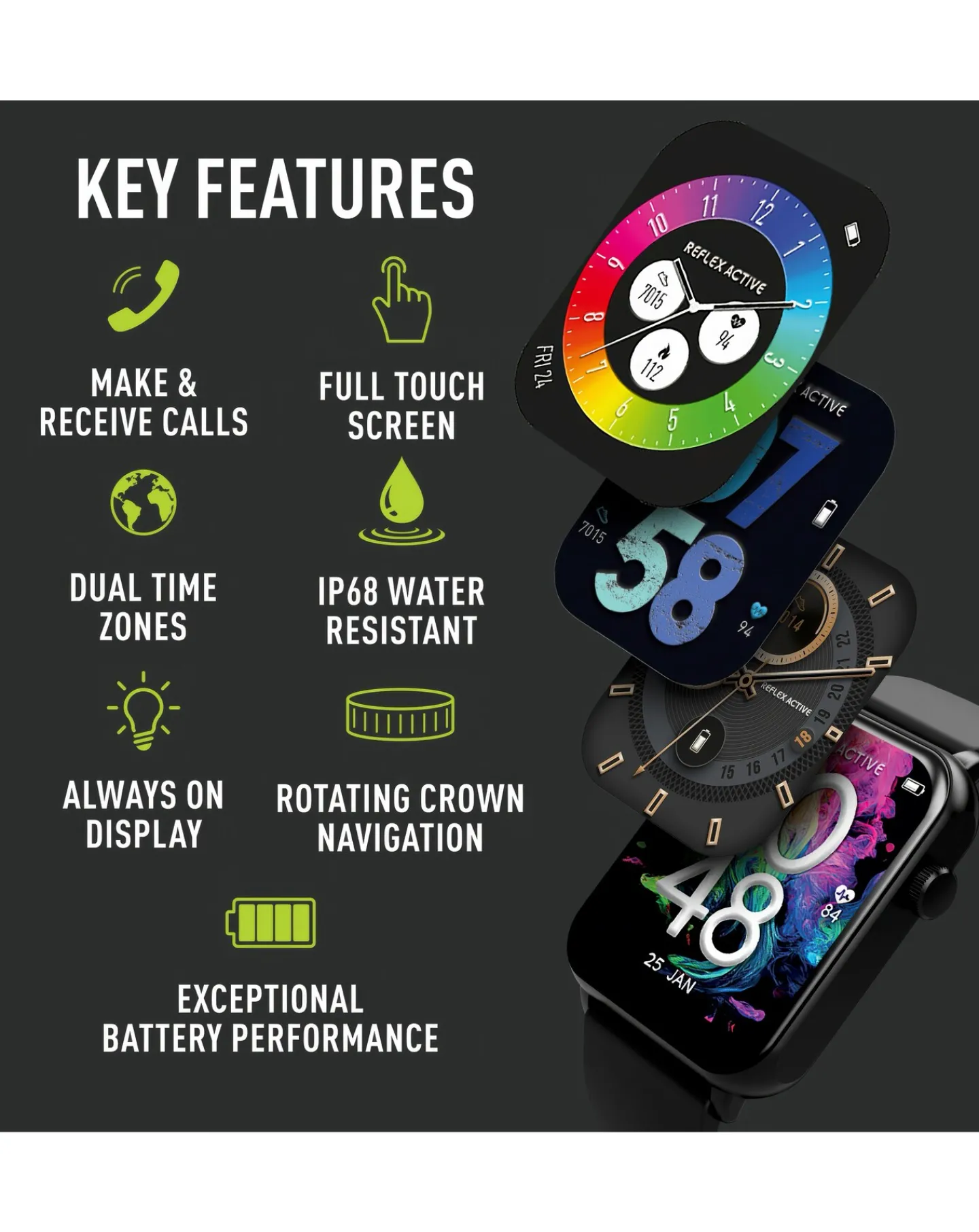 Reflex Active Series 30 Smart Calling Amoled Watch