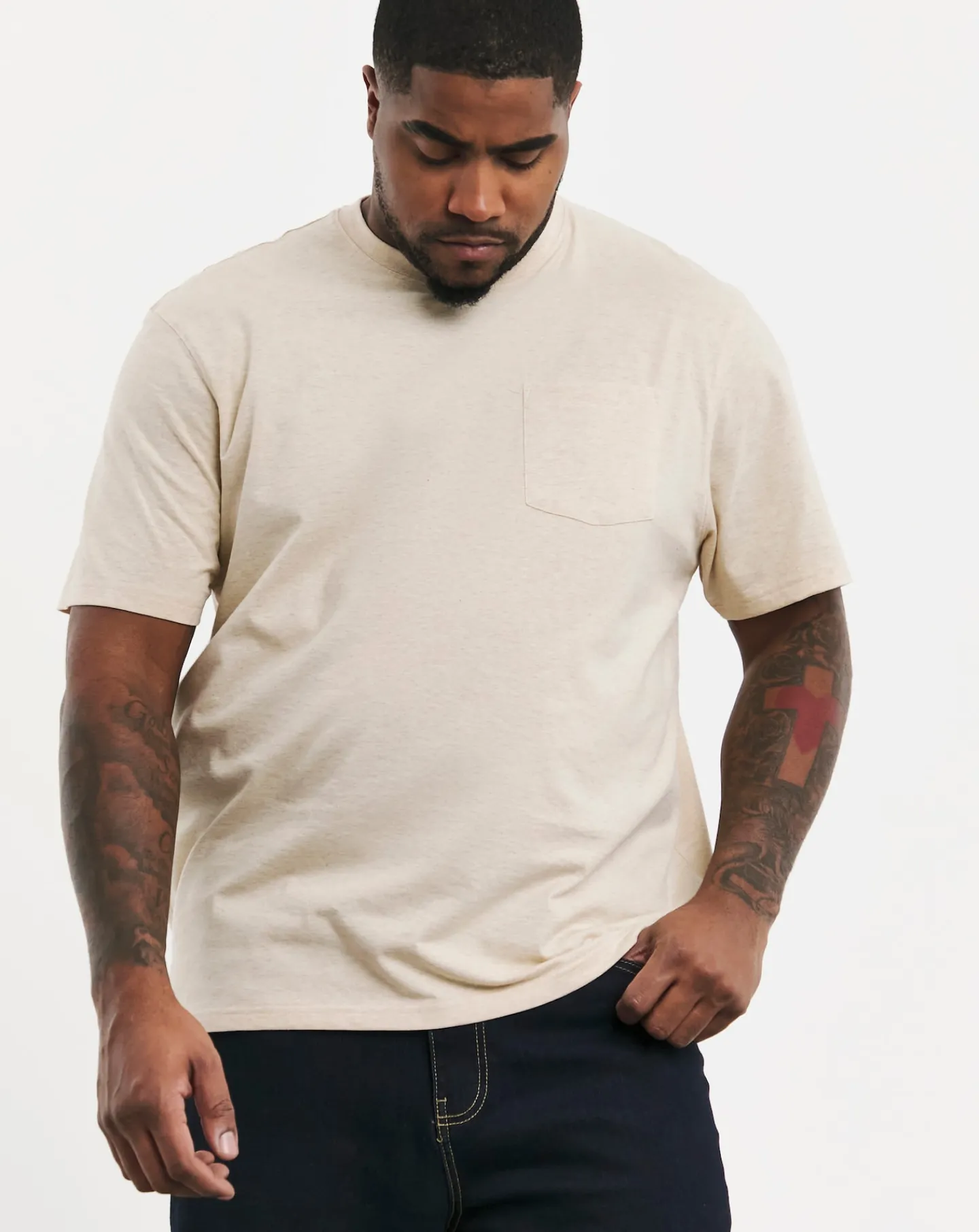 Jacamo Relaxed Fit Marl Pocket T-Shirt