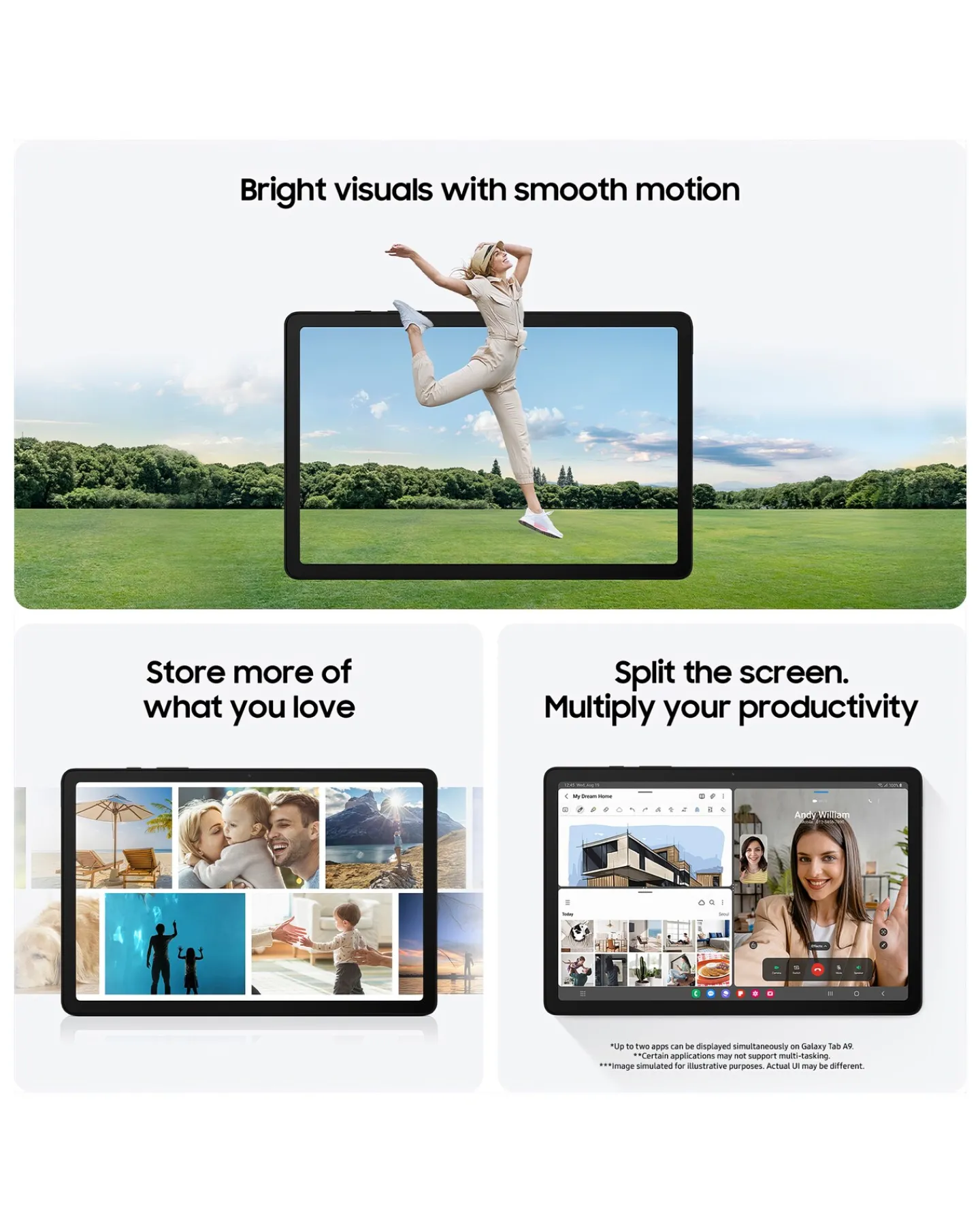 SAMSUNG Galaxy Tab A9 8.7in 64GB WiFi Tablet with Kids Case - Grey/Blue