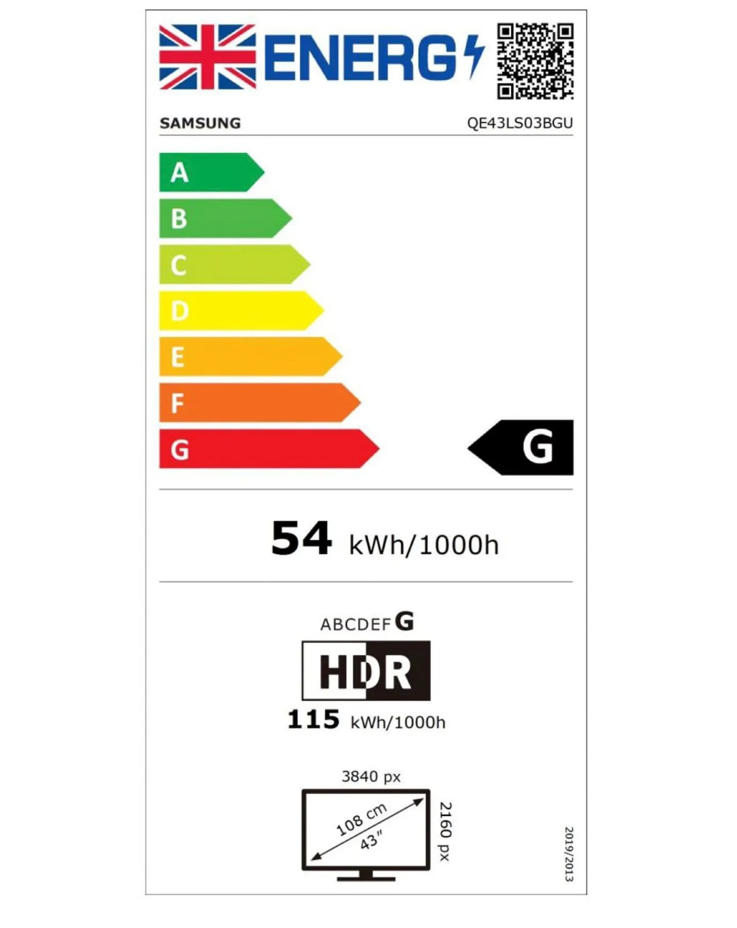 SAMSUNG QE43LS03BGUXXU 43in The Frame QLED 4K HDR Smart TV