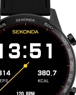 SEKONDA Active Plus 45mm Black Rubber Dual Strap Smart Watch