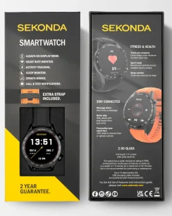SEKONDA Active Plus 45mm Black Rubber Dual Strap Smart Watch