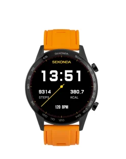 SEKONDA Active Plus 45mm Black Rubber Dual Strap Smart Watch